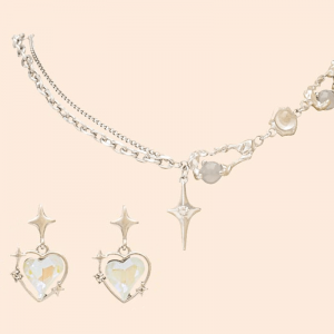 Love Heart Star Pendant Earrings Necklace  - Modakawa modakawa