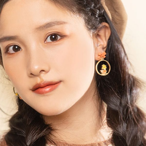 Fox Maple Leaf 925 Sterling Silver Stud Earrings Ear Clips - Modakawa Modakawa