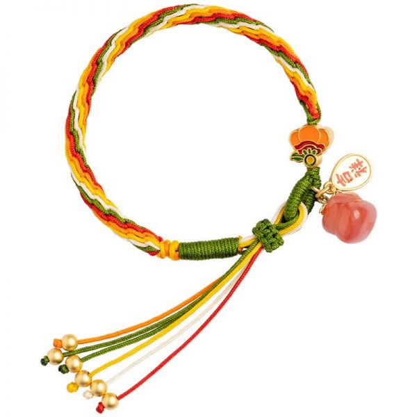 Persimmon Character Pendant Handmade Rope Bracelet - Modakawa modakawa