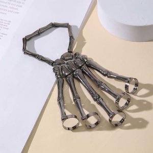Skeleton Pattern Design Folding Rings Bracelet - Modakawa Modakawa